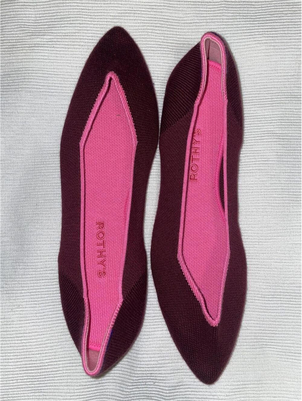 Rothy's Pointer Dark Burgundy Shoes Flats Loafers Sz 9.5 New